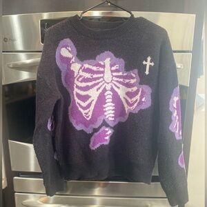 Black and Purple Skeleton Sweater